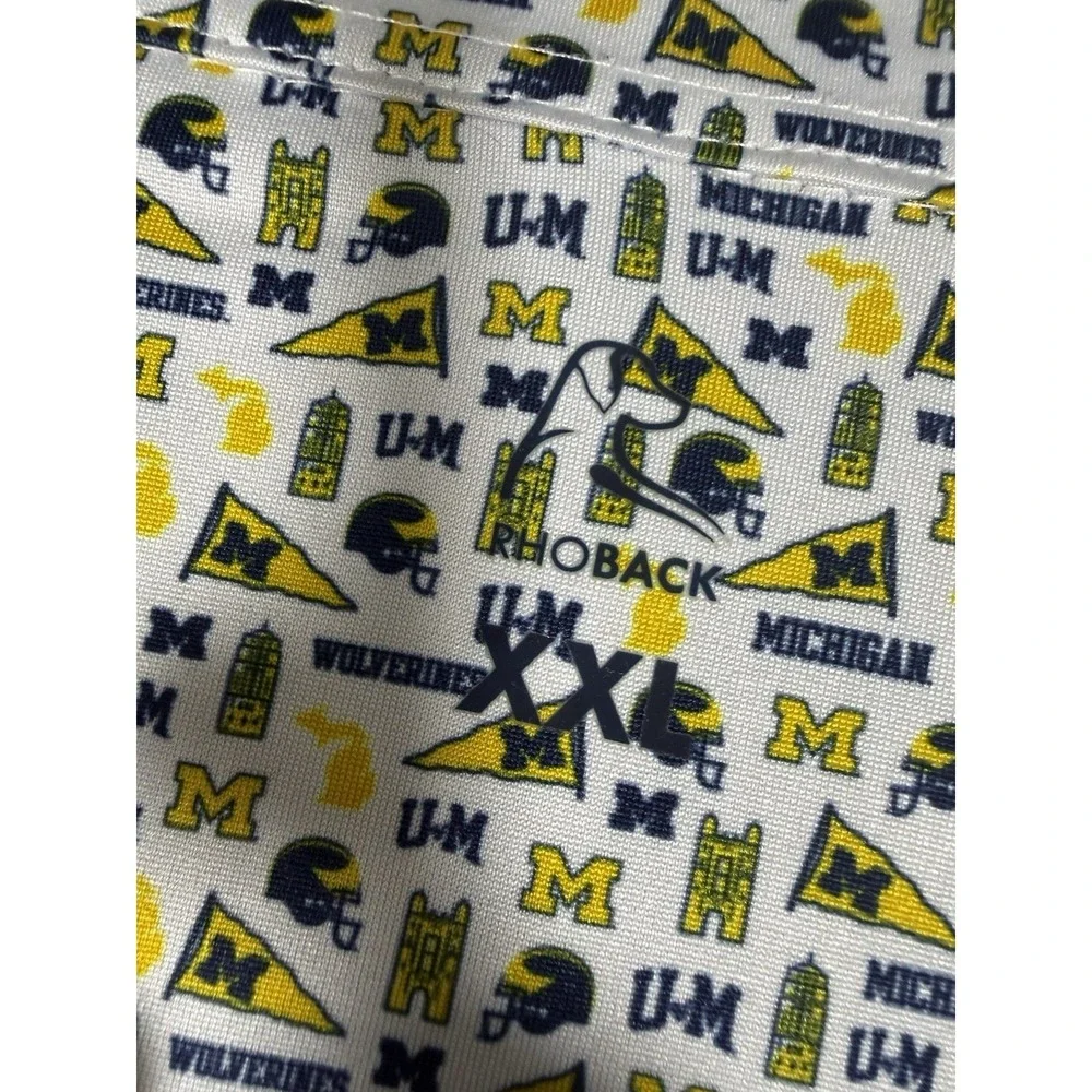 EUC Rhoback Michigan Wolverines Polo Shirt Mens 2XL Football Gameday Performance